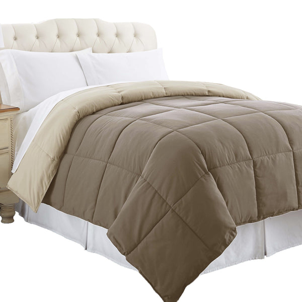 Box Quilted Reversible Comforter Brown & Gold