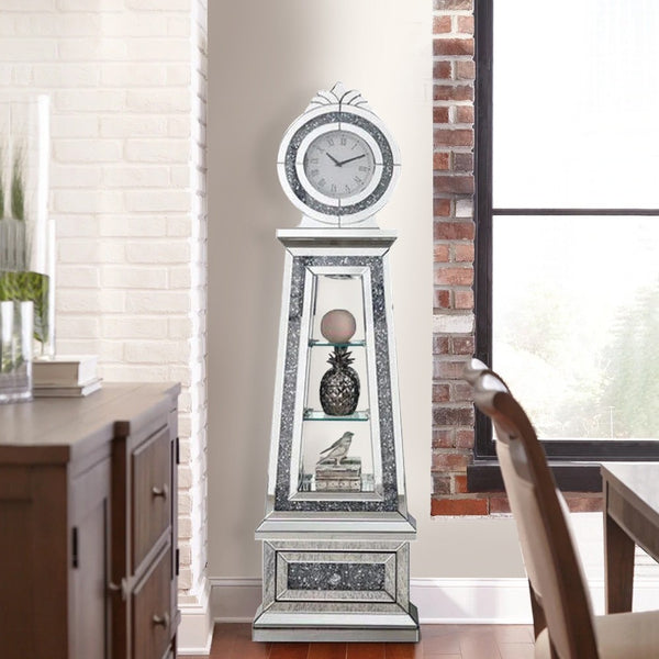 Grandfather Clock Mirrored With 3 Open Compartments